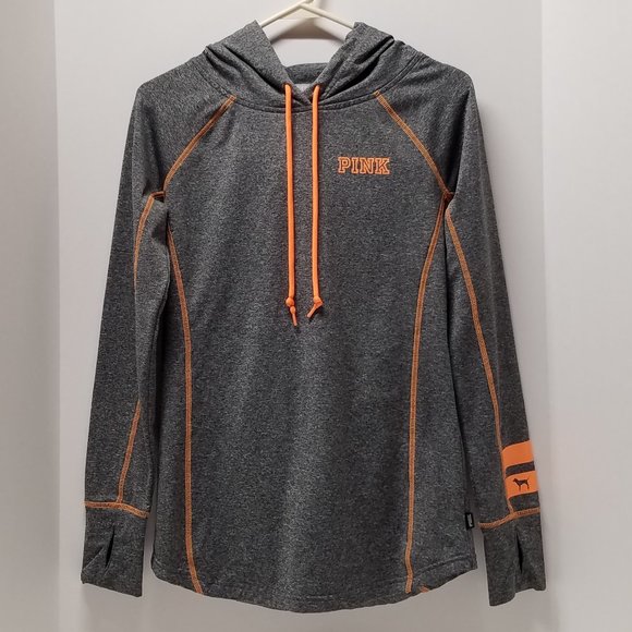 PINK Victoria's Secret Gray & Orange Ultimate Hoodie - Picture 5 of 12